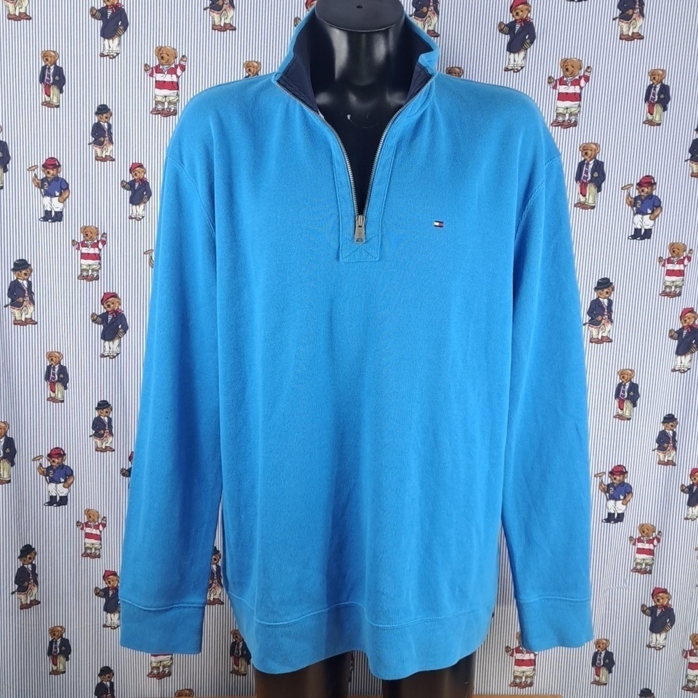 2014 Tommy Hilfiger 1/4 zip royal blue med weight 2XL casual pullover sweater